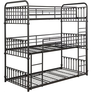 coaster navarino twin triple bunk bed in dark bronze