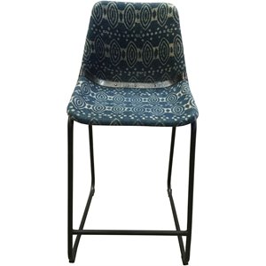 coaster rinconia counter height stool with footrest in blue and matte black