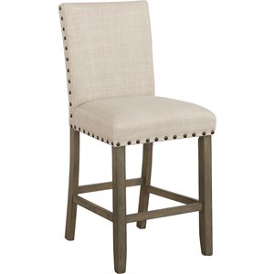 coaster upholstered counter height stool with nailhead trim in beige