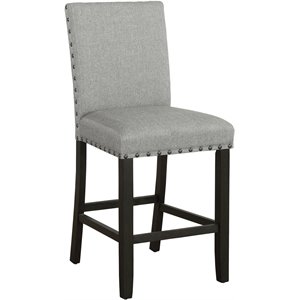 coaster solid back upholstered counter height stool in grey and antique noir