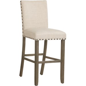 coaster upholstered bar stool with nailhead trim in beige