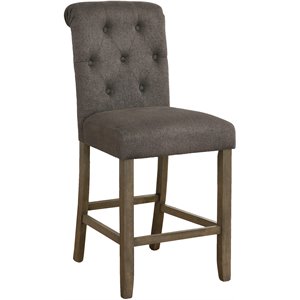 coaster tufted back counter height stool in grey and rustic brown