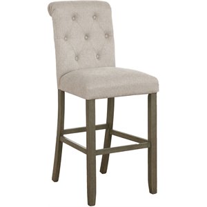coaster tufted back bar stool in beige and rustic brown