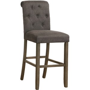 coaster tufted back bar stool in grey and rustic brown