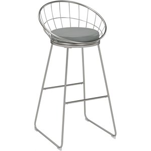 coaster padded seat bar stool grey and in satin nickel