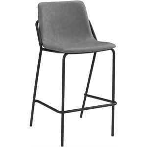 coaster solid back upholstered bar stool in grey and black