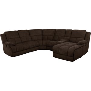 coaster belize 6 piece pillow top arm motion sectional in brown
