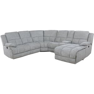 coaster belize 6 piece pillow top arm motion sectional in grey