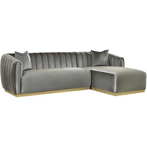 coaster grisby 2 piece channeled tufted back sectional in silver