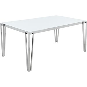 coaster pauline rectangular dining table with metal leg in white and chrome