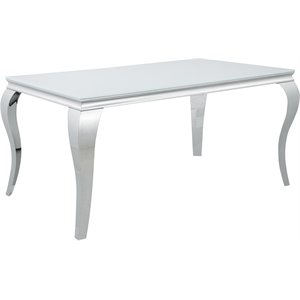 coaster carone glass top dining table in white and chrome