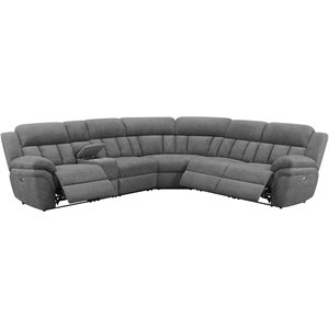 coaster bahrain 6 piece upholstered power sectional in charcoal