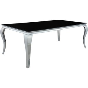 Coaster Carone Rectangular Glass Top Dining Table in Black and Chrome