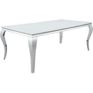 coaster carone rectangular glass top dining table in white and chrome