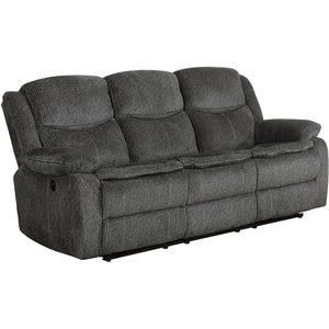 coaster jennings upholstered power sofa with drop down table in charcoal