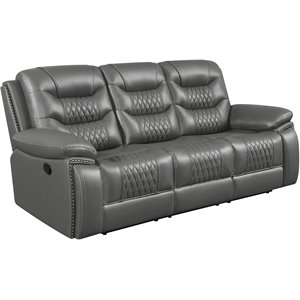 coaster flamenco tufted upholstered motion sofa in charcoal