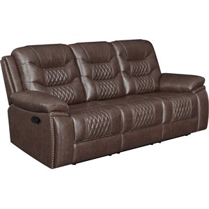 coaster flamenco tufted upholstered motion sofa in brown