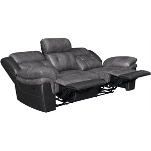 coaster saybrook tufted motion sofa in charcoal and black