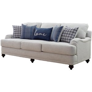 coaster gwen recessed arms sofa in light grey