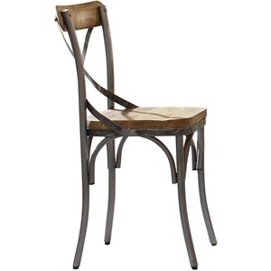 coaster barrett cross back side chair in natural and gunmetal