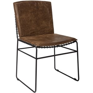 coaster sherman upholstered side chair in antique brown and matte black