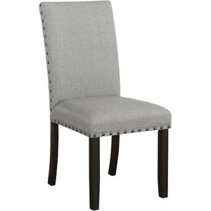 coaster solid back upholstered side chair in grey and antique noir