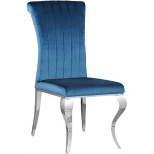 coaster carone upholstered side chair in teal and chrome