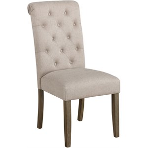 coaster calandra tufted back side chair in rustic brown and beige