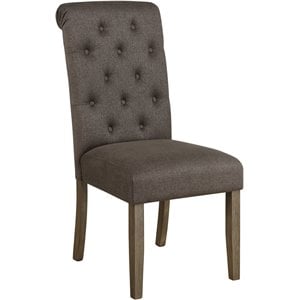 coaster calandra tufted back side chair rustic in brown and grey