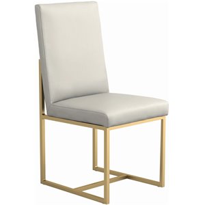 coaster conway upholstered dining chair in grey and aged gold