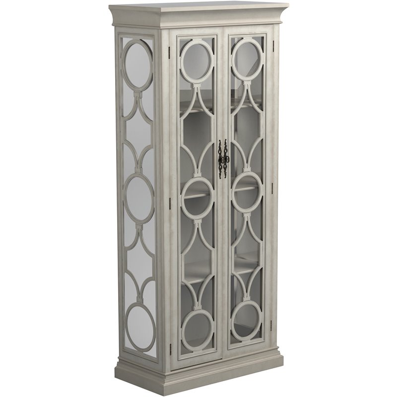 Coaster 2 Door Display Tall Cabinet in Antique White