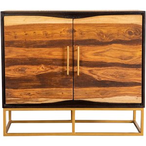 coaster 2 door accent cabinet in black walnut and gold