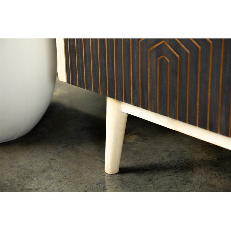 Ixora 2-door Wood Accent Cabinet White Washed and Black