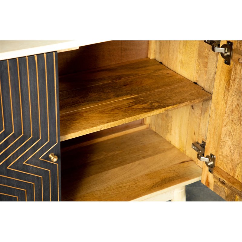 Ixora 2-door Wood Accent Cabinet White Washed and Black