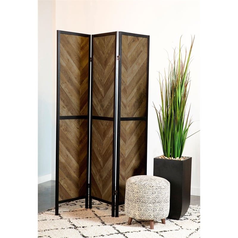Marlene 3-Panel Room Divider Folding Screen Rustic Tobacco