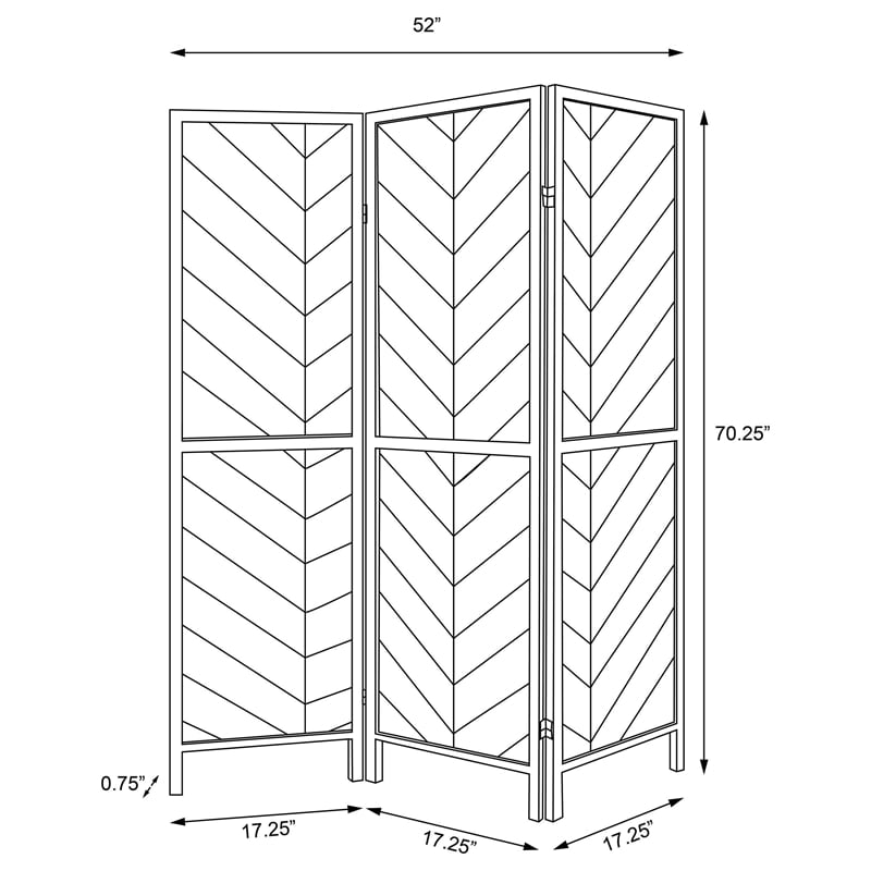 Marlene 3-Panel Room Divider Folding Screen Rustic Tobacco