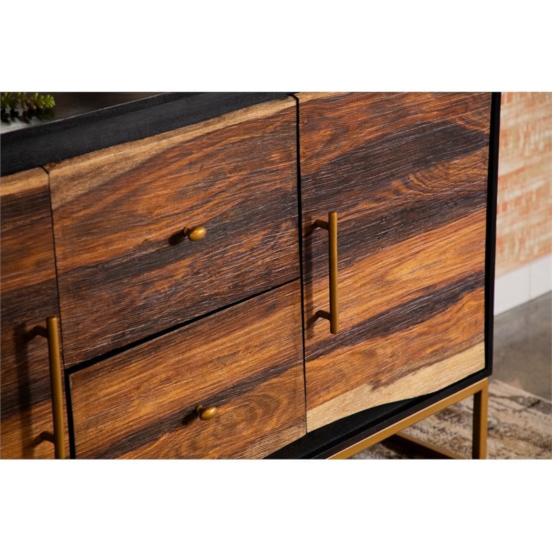 Zara 2-door 57-inch Wood Accent Storage Cabinet Black Walnut