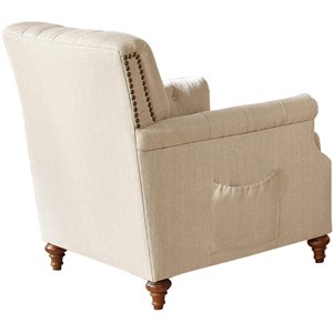 coaster shelby chair with nailhead trim in beige and brown