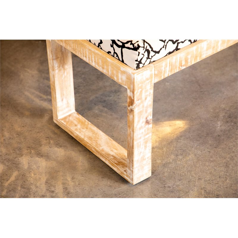 Aiden Fabric Upholstered Accent Bench Distressed White