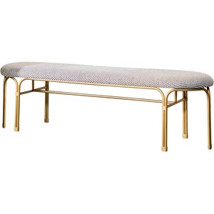 coaster upholstered accent bench with metal leg in grey and gold