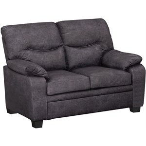 coaster meagan pillow top arms upholstered loveseat in charcoal