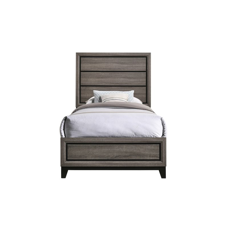Watson Wood Twin Panel Bed Grey Oak