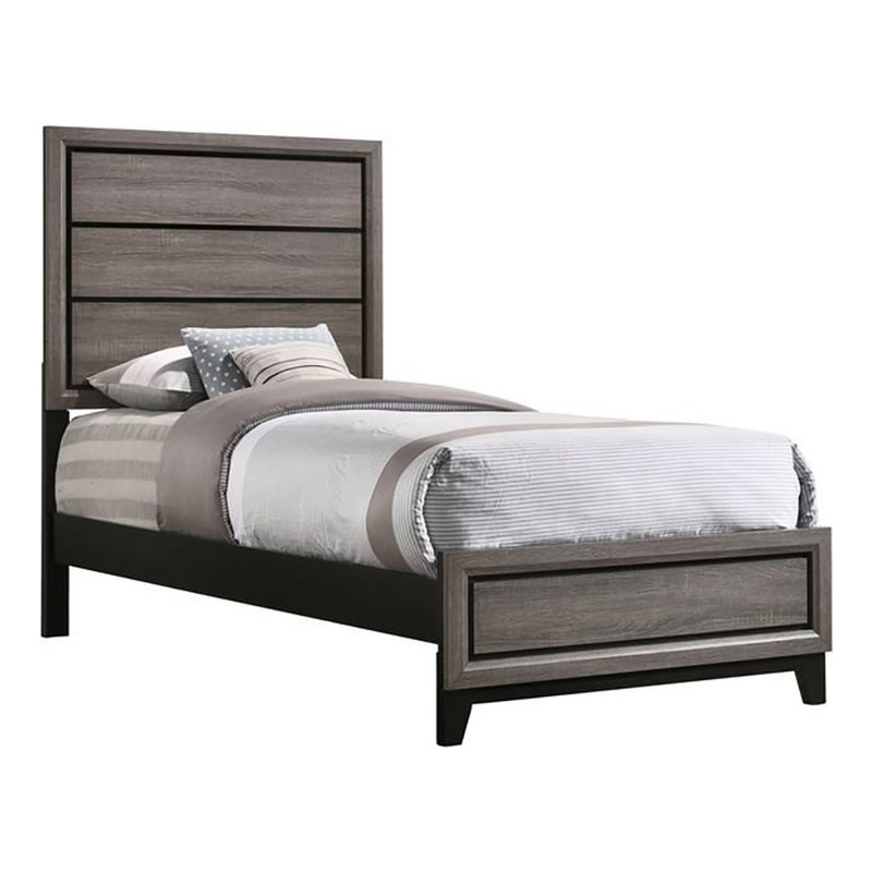 Watson Wood Twin Panel Bed Grey Oak
