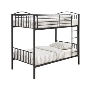anson twin over twin bunk bed with ladder in gray