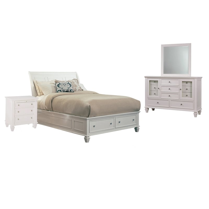 Sandy Beach 4-piece Queen Bedroom Set Cream White