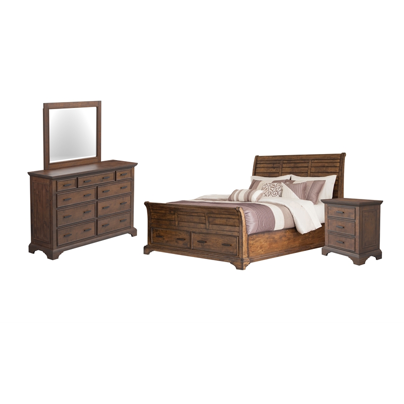 Coaster Elk Grove 4piece Queen Wood Bedroom Set in Vintage Bourbon