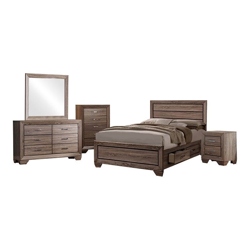 Kauffman 5-piece Eastern King Bedroom Set Washed Taupe