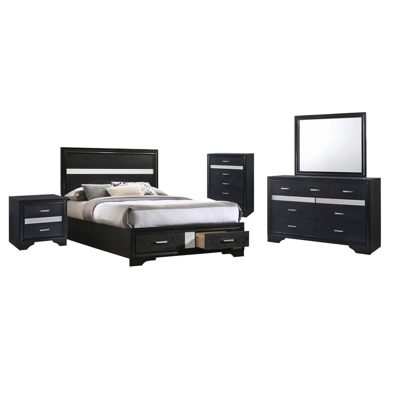 Coaster Miranda 5-piece Queen Platform Storage Wood Bedroom Set Black ...