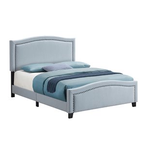 hamden queen upholstered panel bed in delft blue