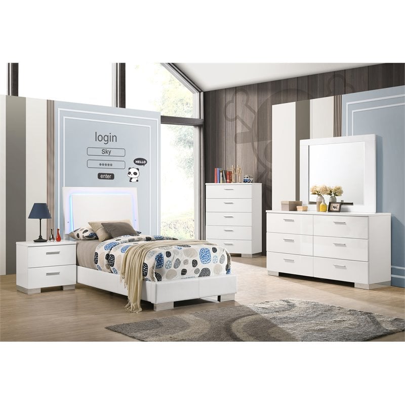 Felicity 4-piece Twin Bedroom Set White High Gloss